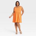 Women's Plus Size Sleeveless Babydoll Dress - Ava & Viv Orange