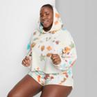 Women's Plus Size Cropped Hoodie - Wild Fable White Tie-dye