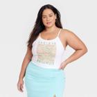 Women's Plus Size Smileyworld Radiate Positivity Cropped Graphic Tank Top - White