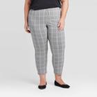 Women's Plus Size Plaid Skinny Ankle Pants - A New Day Gray