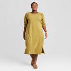 Women's Plus Size Puff Long Sleeve T-shirt Dress - Universal Thread Green