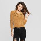 Women's Chenille Cowl Neck Crop Pullover Sweater - Almost Famous (juniors') Gold