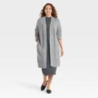 Women's Cable Knit Open-front Cardigan - A New Day Charcoal Gray