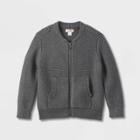 Toddler Boys' Sweater Knit Zip-up Bomber Jacket - Cat & Jack Dark Gray