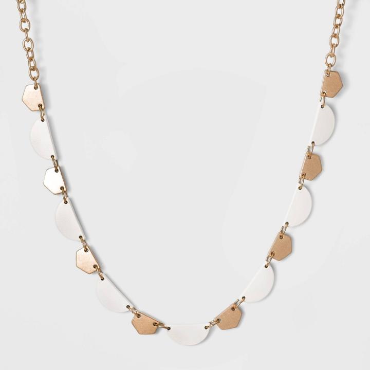 Half Moon And Geometric Shape Matte Spray Necklace - Universal Thread White, Women's