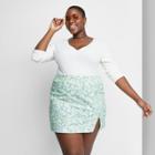 Women's Plus Size Side Slit Mini Skirt - Wild Fable Blue Floral