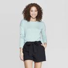 Women's Long Sleeve Crewneck Pullover Sweater - A New Day Turquoise