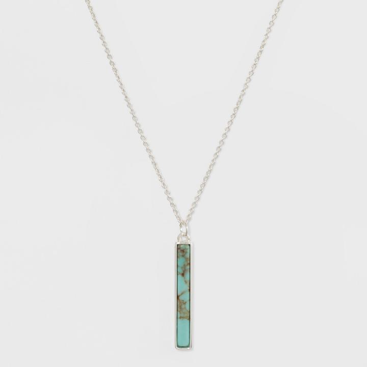 Silver Plated Stone Bar Necklace - A New Day Green/gold, Girl's