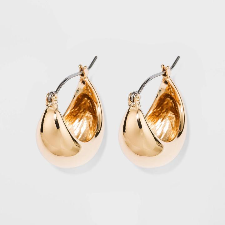 Zinc Hoop Earrings - A New Day Gold, Women's
