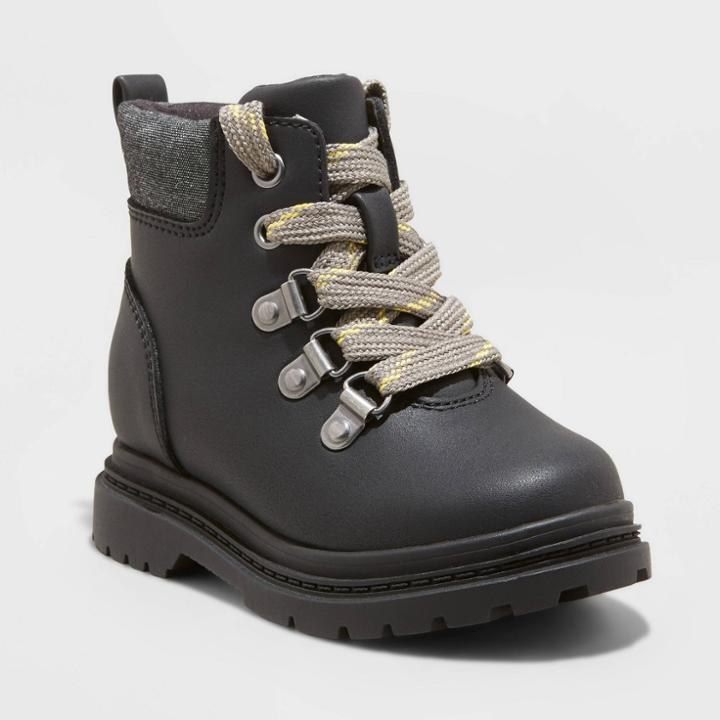 Toddler Boys' Atlas Lace-up Combat Boots - Cat & Jack Black