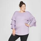 Maternity Plus Size Flounce Sleeve Knit Top - Isabel Maternity By Ingrid & Isabel Lavender (purple)