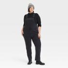 Women's Plus Size Straight Leg Denim Overalls - Ava & Viv Charcoal Gray