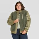Women's Plus Size Sherpa Utility Jacket - Universal Thread Green