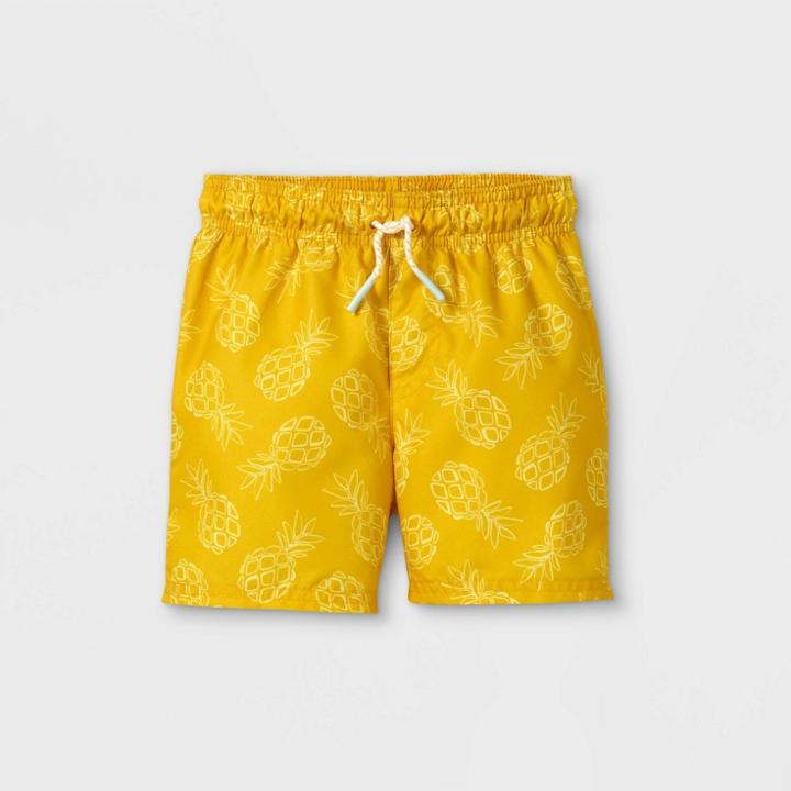 Toddler Boys' Pineapple Print Swim Trunks - Cat & Jack Yellow