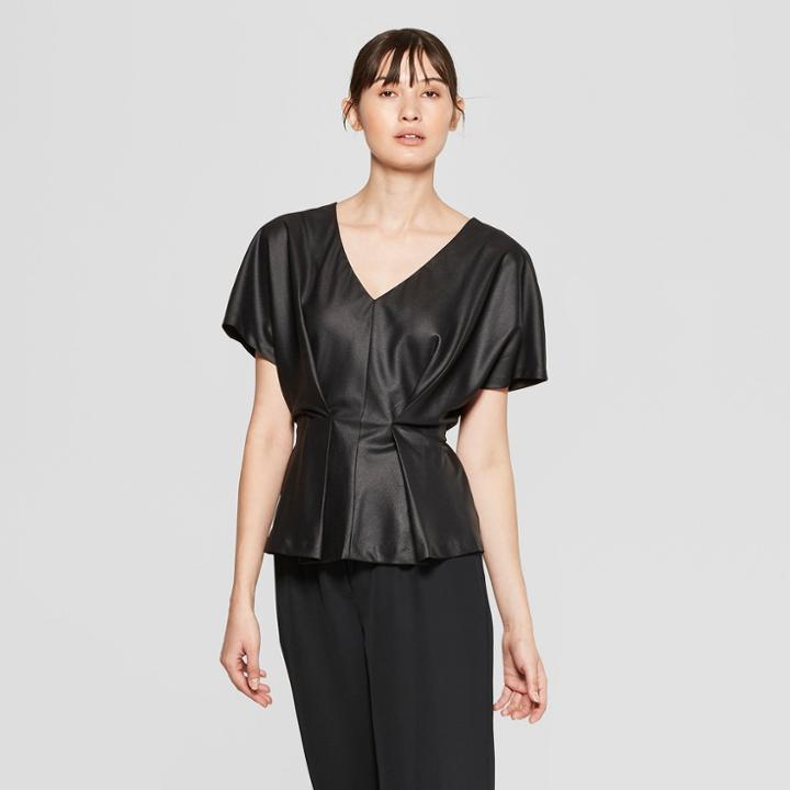 Women's Short Sleeve Waist Tuck Blouse - Prologue Black