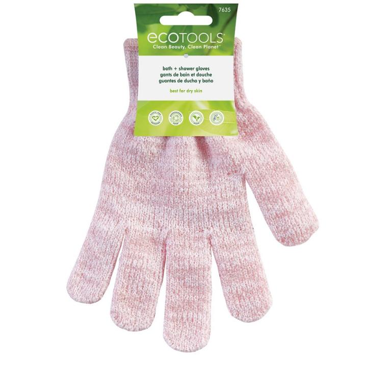 Ecotools Exfoliating Shower Gloves - Pink