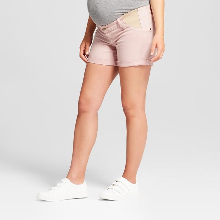 Maternity Inset Panel Midi Jean Shorts - Isabel Maternity By Ingrid & Isabel Pink Wash