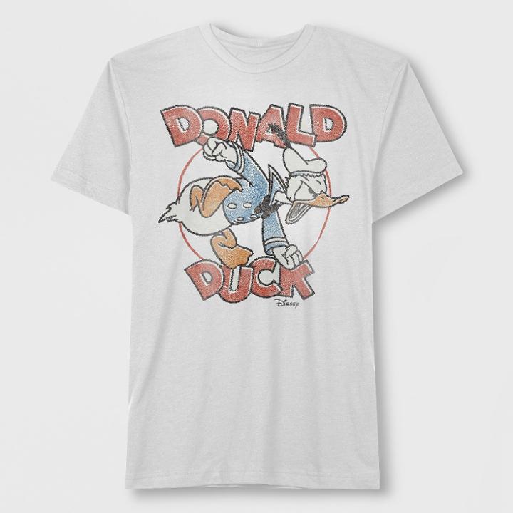 Men's Short Sleeve Disney Donald Duck Crew T-shirt - Chalk White
