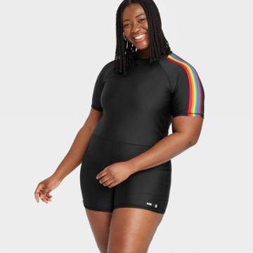 Humankind X Target Pride Adult Plus Size Humankind Unisuit - Black Rainbow