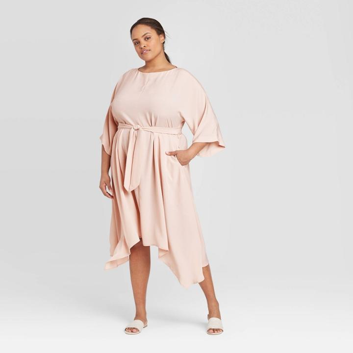 Women's Plus Size Dolman 3/4 Sleeve Dress - Prologue Blush 1x, Women's,