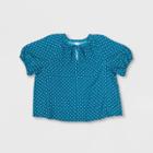 Women's Plus Size Puff Elbow Sleeve Tie-front V-neck Blouse - Ava & Viv Green Polka Dot