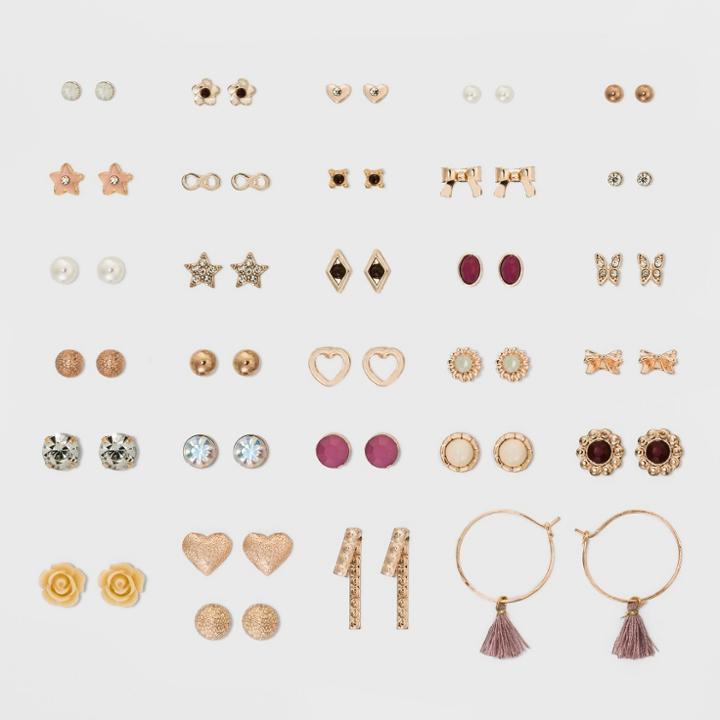 Simulated Pearl, Drops, Studs, And Hoops Multi Earrings 30ct - Wild Fable,