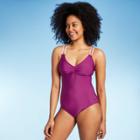 Womens Cinch Front One Piece Swimsuit - All In Motion Purple