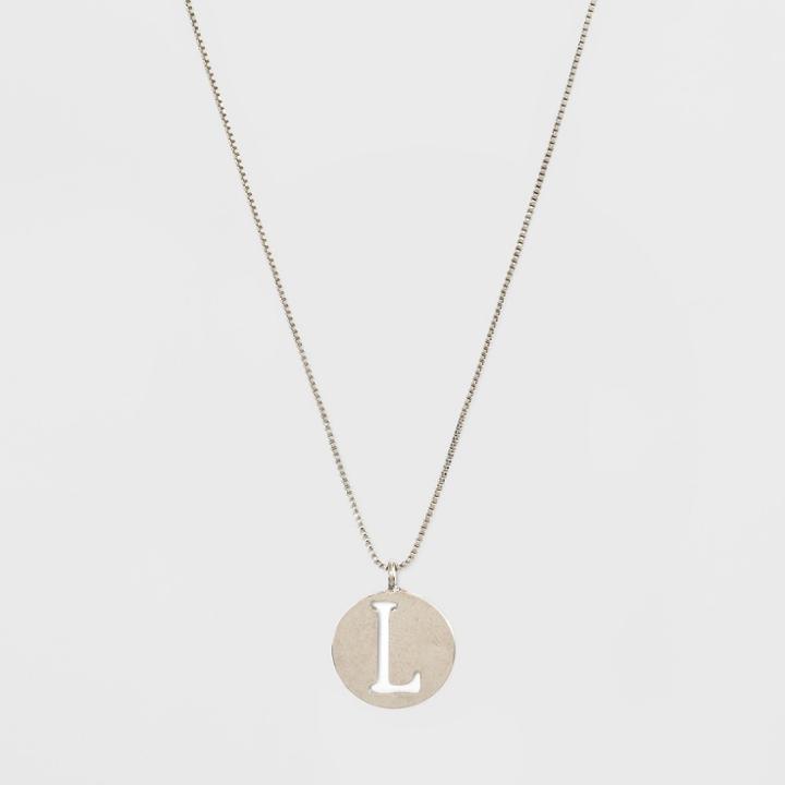 Silver Plated Initial L Pendant Necklace - A New Day Silver, Size: Large,
