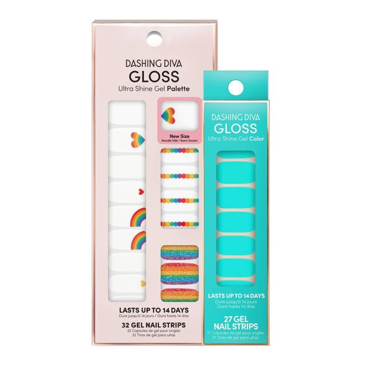 Dashing Diva Gloss Ultra Shine Gel Mani Nail Art - Taste The Rainbow And Electric Blue