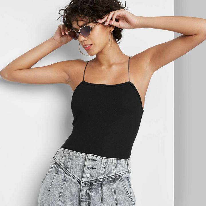 Women's Spaghetti Strap Bodysuit - Wild Fable Black