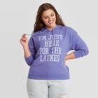 Mighty Fine Women's Plus Size I'm Just Here For The Latkes Hooded Sweatshirt - Heather Blue