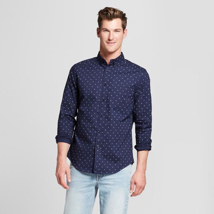 Men's Standard Fit Long Sleeve Northrop Button-down Shirt - Goodfellow & Co Navy Voyage