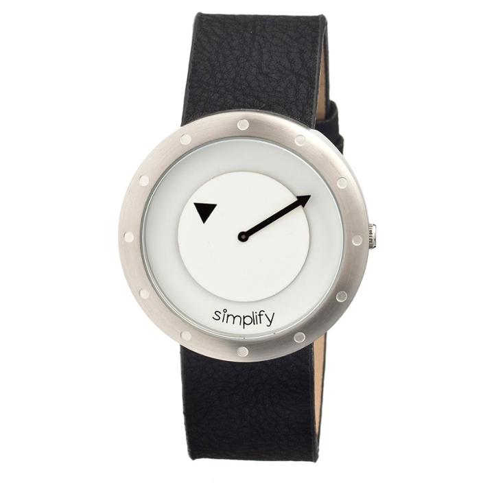 Simplify The 2200 Women's Suede - Overlaid Leather Strap Watch - Silver/black,
