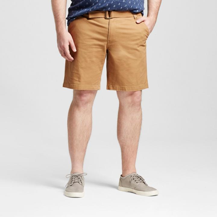 Men's Big & Tall Belted Flat Front Chino Shorts 10 - Mossimo Supply Co. Brown