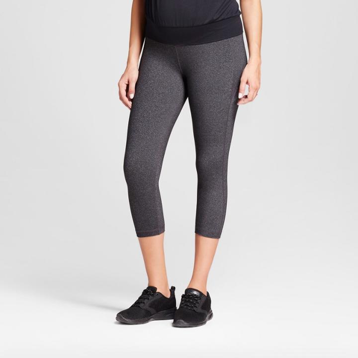 Maternity Crossover Panel Active Capri - Isabel Maternity By Ingrid & Isabel Dark Heather Gray