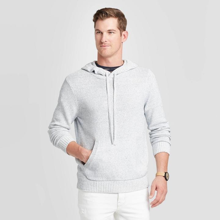 Men's Standard Fit Light Weight Sweater Hoodie - Goodfellow & Co White S, Men's,