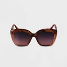 Women's Tortoise Shell Oversized Cat Eye Sunglasses - A New Day Brown