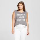Fifth Sun Women's Plus Size Pumpkin Spice Everything Graphic Tank Top Gray