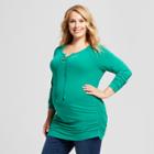 Maternity Plus Size Long Sleeve Lace-up Sweatshirt - Isabel Maternity By Ingrid & Isabel Emerald Green