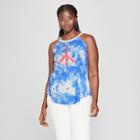 Women's Plus Size Tie Dye Peace Graphic Tank Top - Modern Lux (juniors') Blue