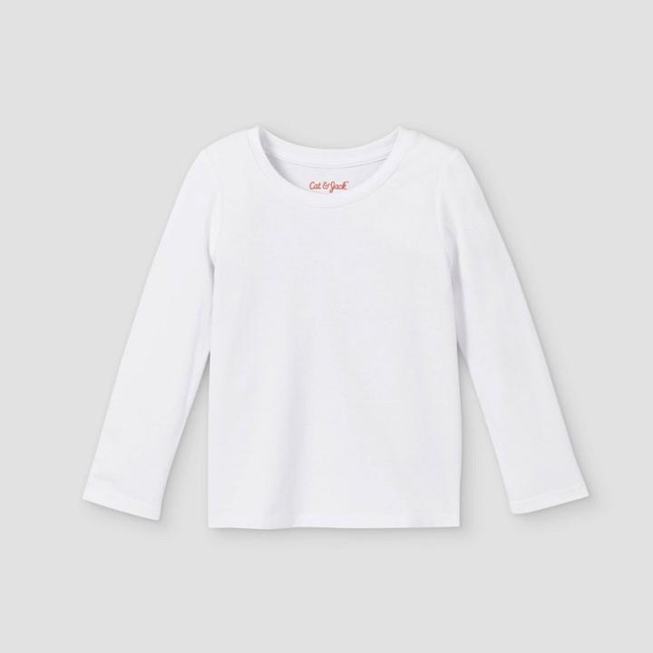 Toddler Girls' Solid Long Sleeve T-shirt - Cat & Jack White
