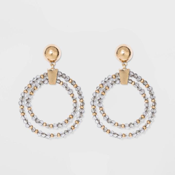 Orbital Beaded Circle Drop Earrings - A New Day Gray, Women's,