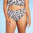 Juniors' Plus Size Ribbed Cheeky High Leg High Waist Bikini Bottom - Xhilaration Multi Animal Print X