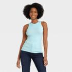 Women's Slim Fit Ribbed Tank Top - A New Day Navy Blue