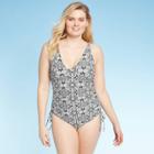 Women's Side Cinch High Coverage One Piece Swimsuit - Kona Sol Black S, Women's,