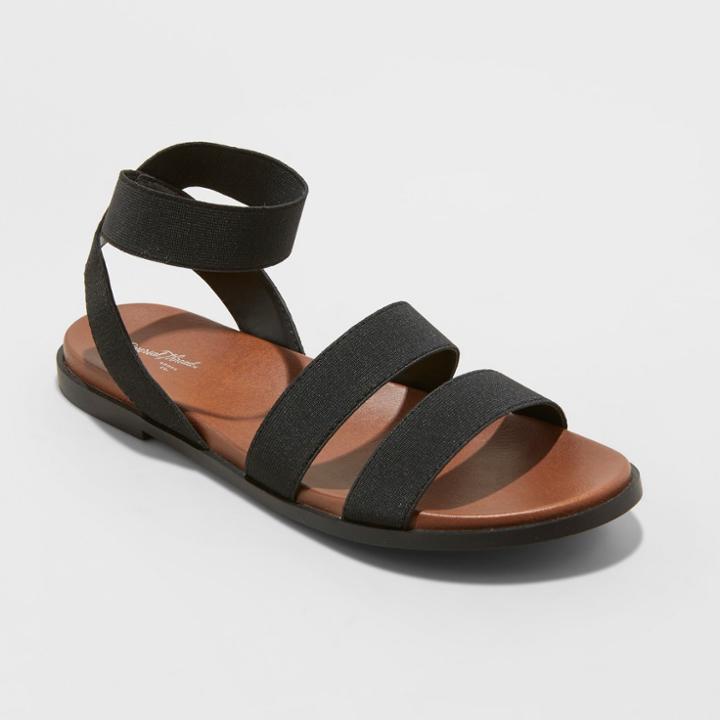 Women's Paisley Elastic Ankle Strap Sandals - Universal Thread Black