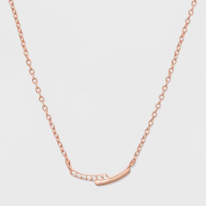 Target Sterling Silver Curved Cubic Zirconia Necklace - A New Day Rose Gold