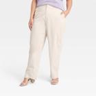 Women's Plus Size High-rise Straight Chilled Out Ankle Chino Pants - A New Day Tan