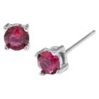 Target Silver Plated Brass Red Stud Earrings With Crystals From Swarovski (4mm), Women's,