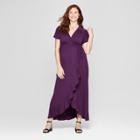Maternity Elbow Sleeve V-neck Knit Wrap Dress - Isabel Maternity By Ingrid & Isabel Purple Currant